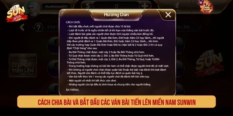 Tiến Lên Miền Nam Sunwin - Luật Chơi Và Lưu Ý Cách chia bài và bắt đầu ván Tiến Lên Miền Nam Sunwin